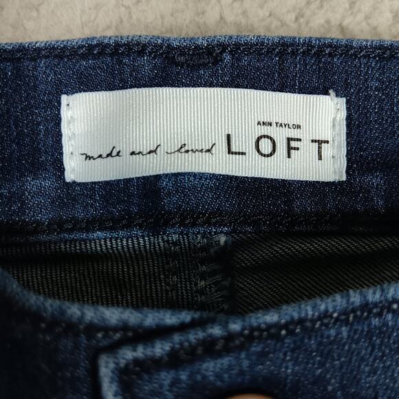 Ann Taylor LOFT Flare Mid Rise Jeans Size 27/4 Dark Blue 5 Pockets - Picture 6 of 9